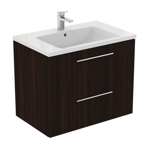 Immagine di Ideal Standard I.LIFE B mobile sottolavabo L.80 H.63 P.50.5 cm, con 2 cassetti esterni, interno colore antracite, finitura quercia scura T5272NW