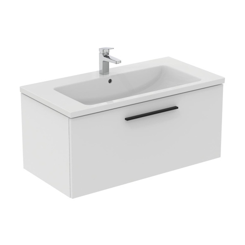 Immagine di Ideal Standard I.LIFE B mobile sottolavabo L.100 H.44 P.50.5 cm, con un cassetto esterno, interno colore antracite, colore bianco finitura opaco T5275DU