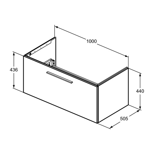 Immagine di Ideal Standard I.LIFE B set L.100 cm con mobile sottolavabo, finitura quercia scura, lavabo, colore bianco finitura lucido, specchio rettangolare T5275NW+T460301