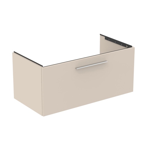 Immagine di Ideal Standard I.LIFE B set L.100 cm con mobile sottolavabo, colore sabbia finitura opaco, lavabo, colore bianco finitura lucido, specchio rettangolare T5275NF+T460301