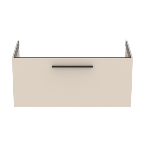 Immagine di Ideal Standard I.LIFE B set L.100 cm con mobile sottolavabo, colore sabbia finitura opaco, lavabo, colore bianco finitura lucido, specchio rettangolare T5275NF+T460301