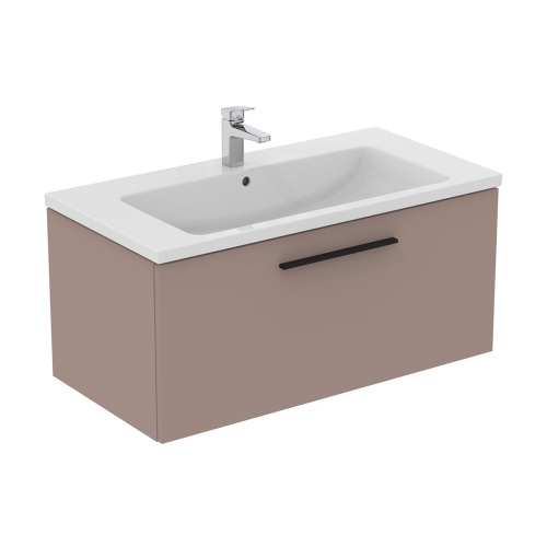 Immagine di Ideal Standard I.LIFE B mobile sottolavabo L.100 H.44 P.50.5 cm, con un cassetto esterno, interno colore antracite, colore greige finitura opaco T5275NH