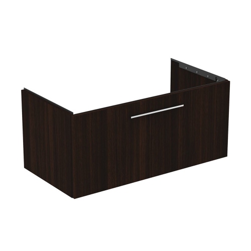 Immagine di Ideal Standard I.LIFE B set L.100 cm con mobile sottolavabo, finitura quercia scura, lavabo, colore bianco finitura lucido, specchio rettangolare T5275NW+T460301