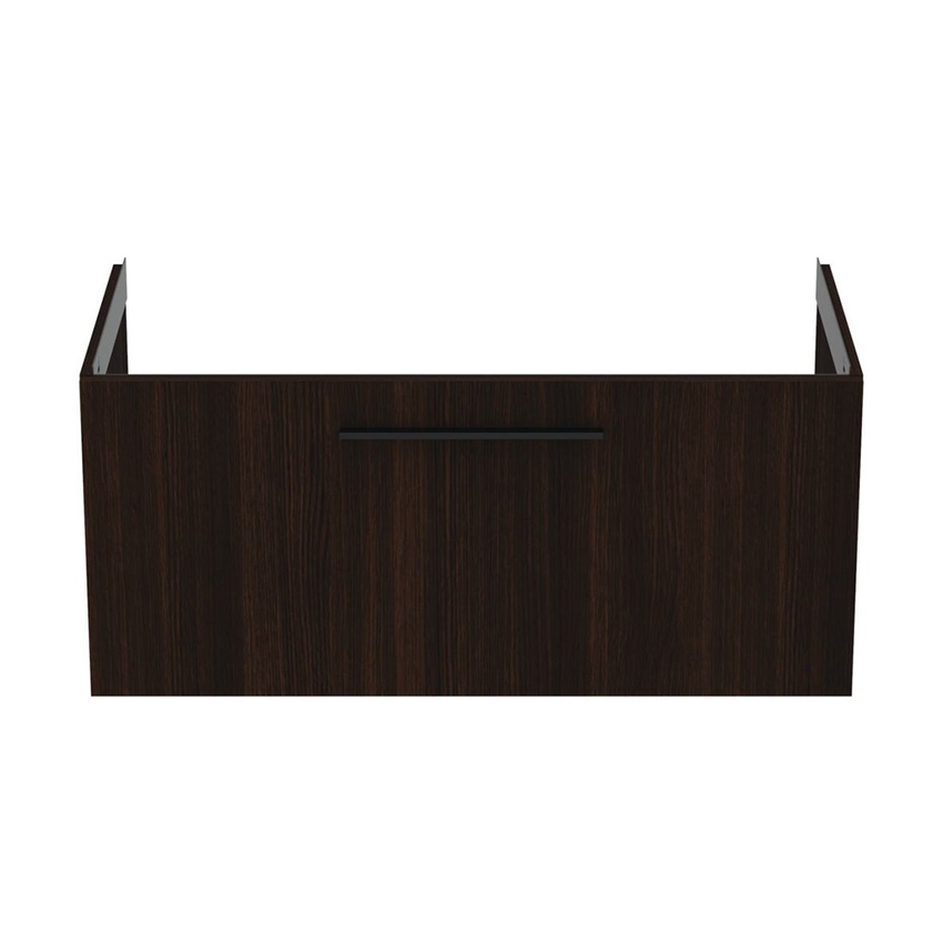 Immagine di Ideal Standard I.LIFE B set L.100 cm con mobile sottolavabo, finitura quercia scura, lavabo, colore bianco finitura lucido, specchio rettangolare T5275NW+T460301