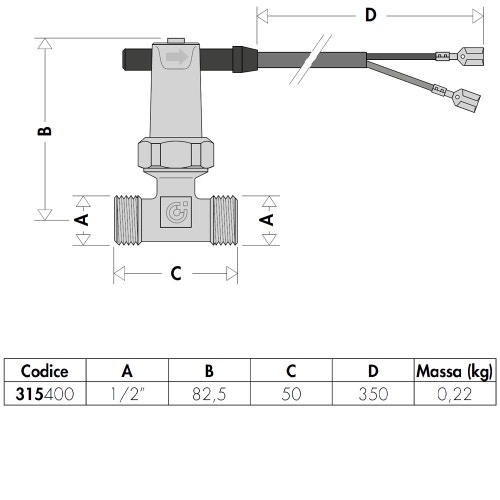 Immagine di Caleffi Flussostato con contatti a comando magnetico 1/2" 315400