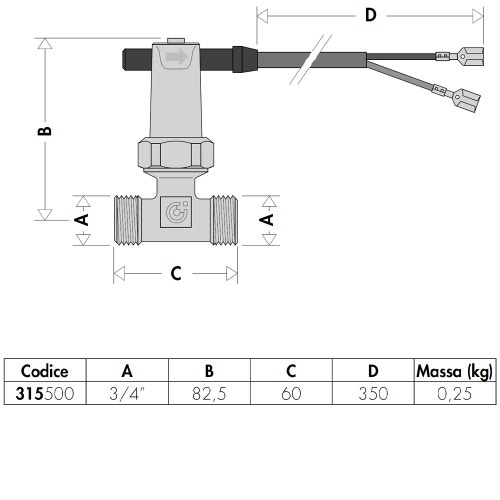 Immagine di Caleffi Flussostato con contatti a comando magnetico 3/4" 315500