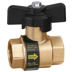 Immagine di Caleffi BALLSTOP - Valvola a sfera con ritegno incorporato. Manopola a farfalla. Attacchi femmina - femmina 1/2" 323040