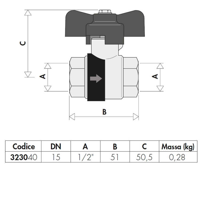 Immagine di Caleffi BALLSTOP - Valvola a sfera con ritegno incorporato. Manopola a farfalla. Attacchi femmina - femmina 1/2" 323040