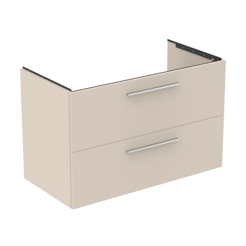 Immagine di Ideal Standard I.LIFE B mobile sottolavabo L.100 H.63 P.50.5 cm, con 2 cassetti esterni, interno colore antracite, colore sabbia finitura opaco T5276NF