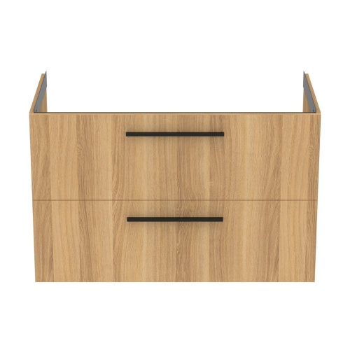 Immagine di Ideal Standard I.LIFE B set L.100 cm con mobile sottolavabo, finitura quercia chiara, lavabo, colore bianco finitura lucido, specchio rettangolare T5276NX+T460301