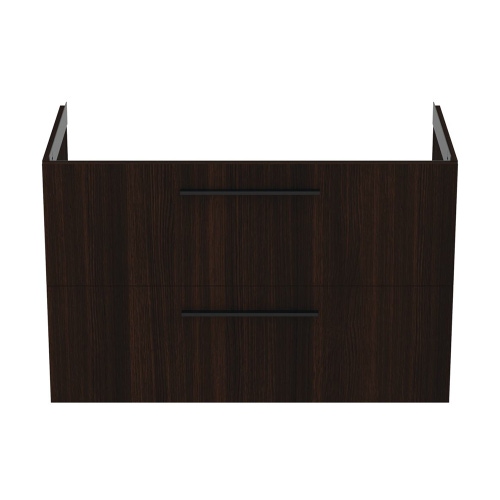 Immagine di Ideal Standard I.LIFE B set L.100 cm con mobile sottolavabo, finitura quercia scura, lavabo, colore bianco finitura lucido, specchio rettangolare T5276NW+T460301