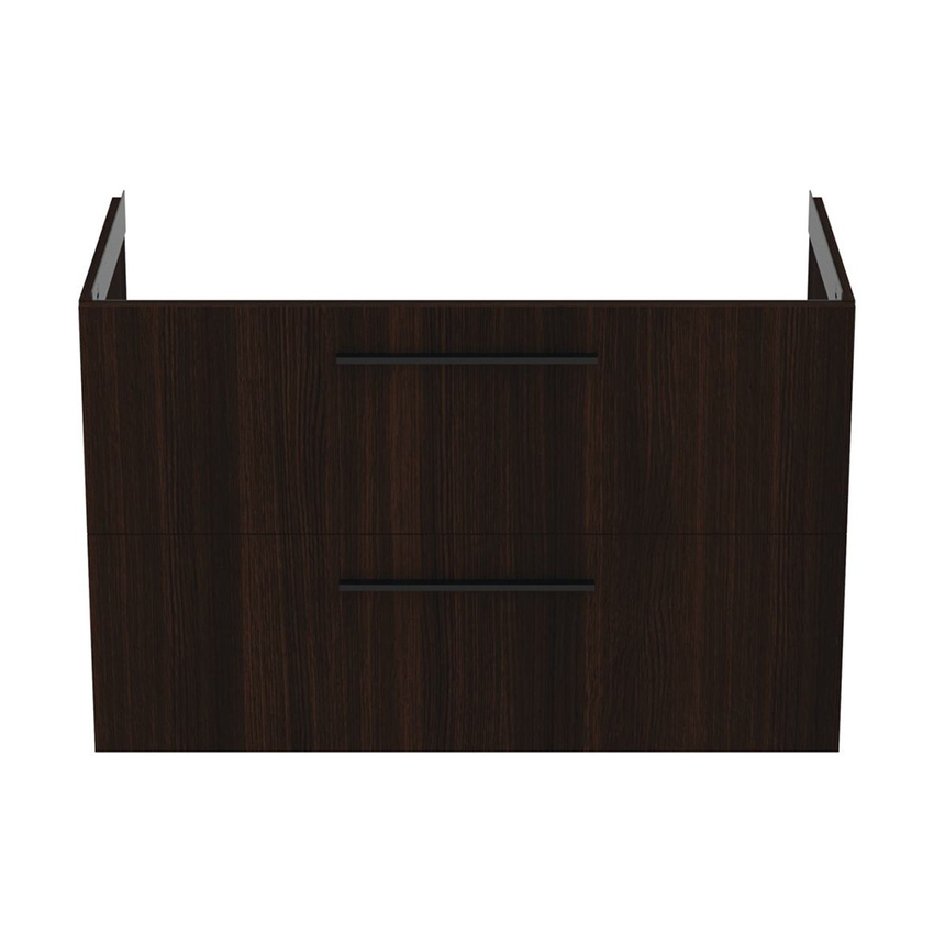 Immagine di Ideal Standard I.LIFE B set L.100 cm con mobile sottolavabo, finitura quercia scura, lavabo, colore bianco finitura lucido, specchio rettangolare T5276NW+T460301