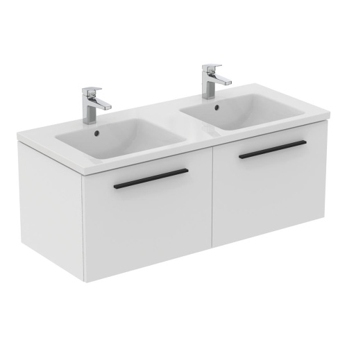 Immagine di Ideal Standard I.LIFE B set L.120 cm con mobile sottolavabo, colore bianco finitura opaco, lavabo, colore bianco finitura lucido, specchio rettangolare T5277DU+T460201