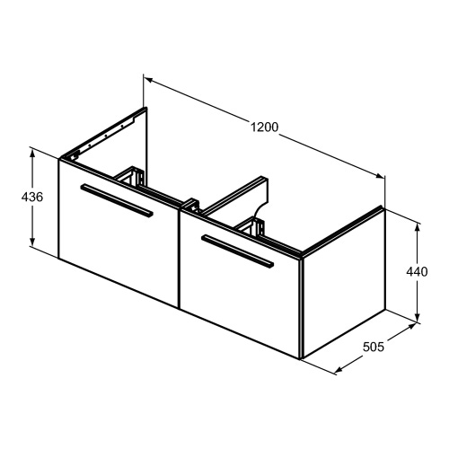 Immagine di Ideal Standard I.LIFE B mobile sottolavabo L.120 H.44 P.50.5 cm, con 2 cassetti esterni, interno colore antracite, colore greige finitura opaco T5277NH