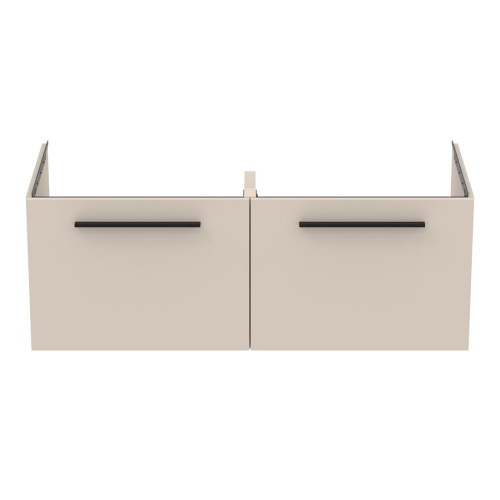 Immagine di Ideal Standard I.LIFE B set L.120 cm con mobile sottolavabo, colore sabbia finitura opaco, lavabo, colore bianco finitura lucido, specchio rettangolare T5277NF+T460201