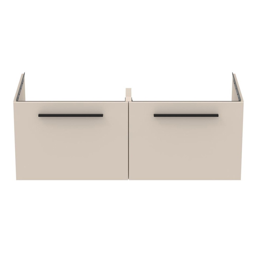 Immagine di Ideal Standard I.LIFE B set L.120 cm con mobile sottolavabo, colore sabbia finitura opaco, lavabo, colore bianco finitura lucido, specchio rettangolare T5277NF+T460201