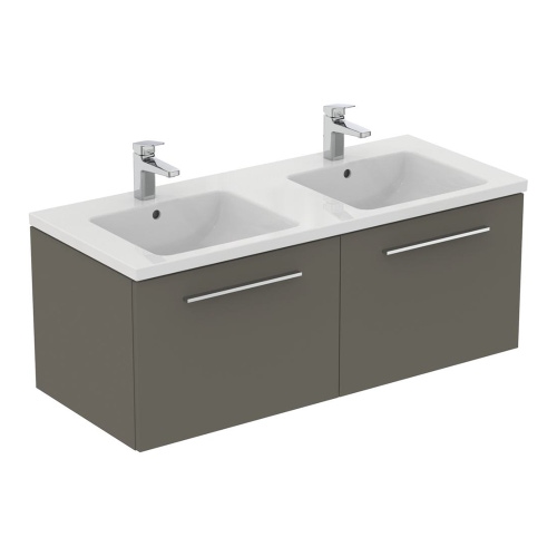 Immagine di Ideal Standard I.LIFE B mobile sottolavabo L.120 H.44 P.50.5 cm, con 2 cassetti esterni, interno colore antracite, colore grigio quarzo finitura opaco T5277NG