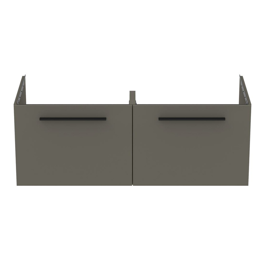 Immagine di Ideal Standard I.LIFE B mobile sottolavabo L.120 H.44 P.50.5 cm, con 2 cassetti esterni, interno colore antracite, colore grigio quarzo finitura opaco T5277NG