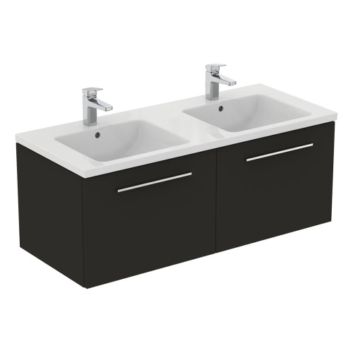 Immagine di Ideal Standard I.LIFE B mobile sottolavabo L.120 H.44 P.50.5 cm, con 2 cassetti esterni, interno colore antracite, colore grigio carbonio finitura opaco T5277NV