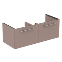 Immagine di Ideal Standard I.LIFE B mobile sottolavabo L.120 H.44 P.50.5 cm, con 2 cassetti esterni, interno colore antracite, colore greige finitura opaco T5277NH