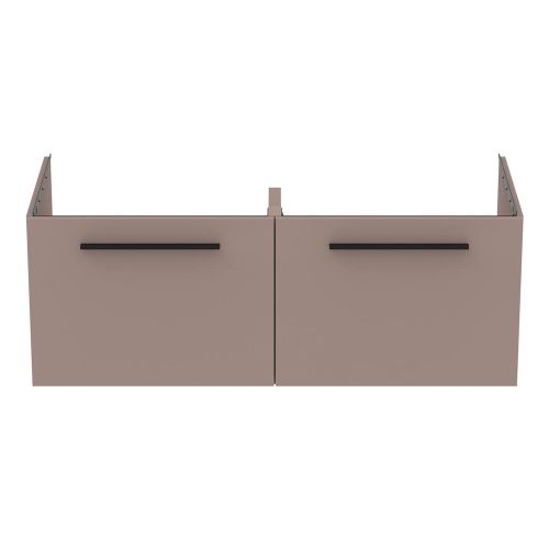 Immagine di Ideal Standard I.LIFE B mobile sottolavabo L.120 H.44 P.50.5 cm, con 2 cassetti esterni, interno colore antracite, colore greige finitura opaco T5277NH