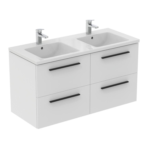Immagine di Ideal Standard I.LIFE B mobile sottolavabo L.120 H.63 P.50.5 cm, con 4 cassetti esterni, interno colore antracite, colore bianco finitura opaco T5278DU