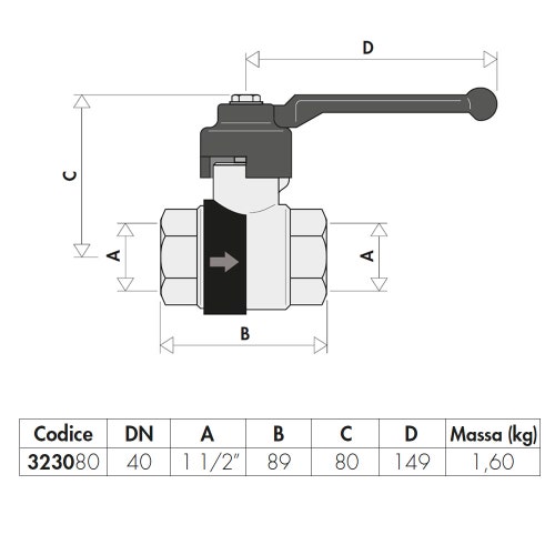 Immagine di Caleffi BALLSTOP - Valvola a sfera con ritegno incorporato. Manopola a leva. Attacchi femmina - femmina 1 1/2" 323080