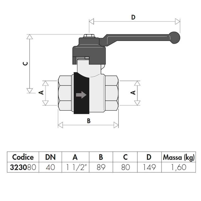 Immagine di Caleffi BALLSTOP - Valvola a sfera con ritegno incorporato. Manopola a leva. Attacchi femmina - femmina 1 1/2" 323080