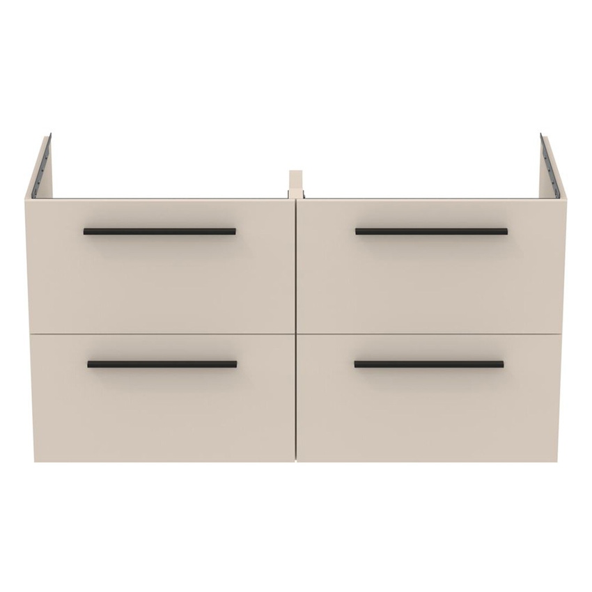 Immagine di Ideal Standard I.LIFE B set L.120 cm con mobile sottolavabo, colore sabbia finitura opaco, lavabo colore bianco finitura lucido, specchio rettangolare T5278NF+T460201