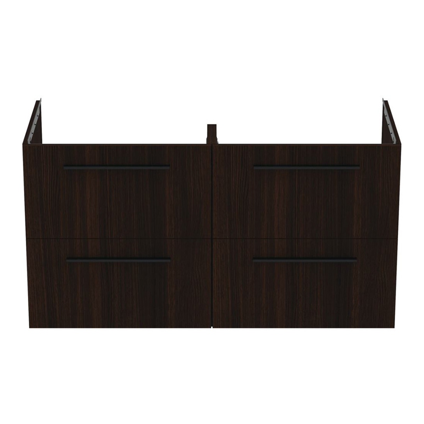 Immagine di Ideal Standard I.LIFE B set L.120 cm con mobile sottolavabo, finitura quercia scura, lavabo colore bianco finitura lucido, specchio rettangolare T5278NW+T460201