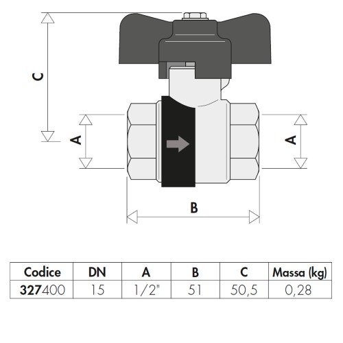 Immagine di Caleffi Valvola a sfera con ritegno incorporato 1/2" manopola a farfalla 327400