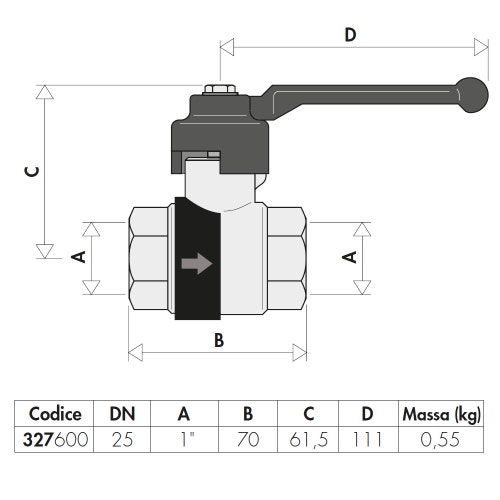 Immagine di Caleffi Valvola a sfera con ritegno incorporato 1" manopola a leva 327600