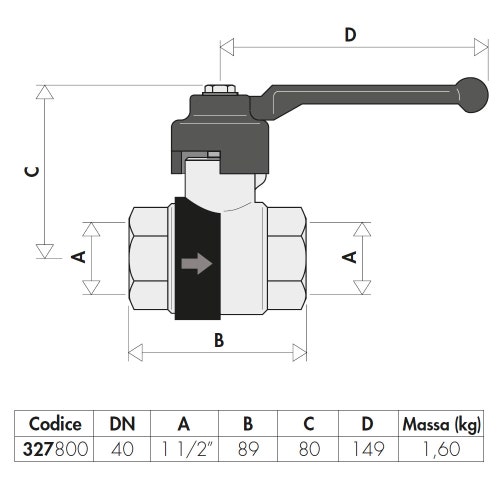 Immagine di Caleffi Valvola a sfera con ritegno incorporato 1" 1/2 manopola a leva 327800
