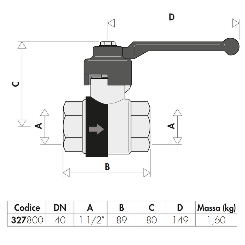 Immagine di Caleffi Valvola a sfera con ritegno incorporato 1" 1/2 manopola a leva 327800