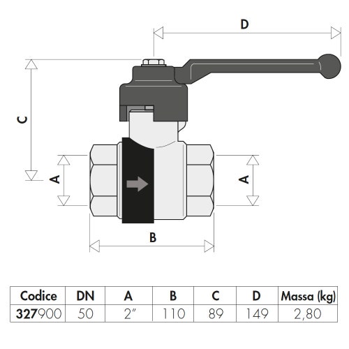 Immagine di Caleffi Valvola a sfera con ritegno incorporato 2" manopola a leva 327900