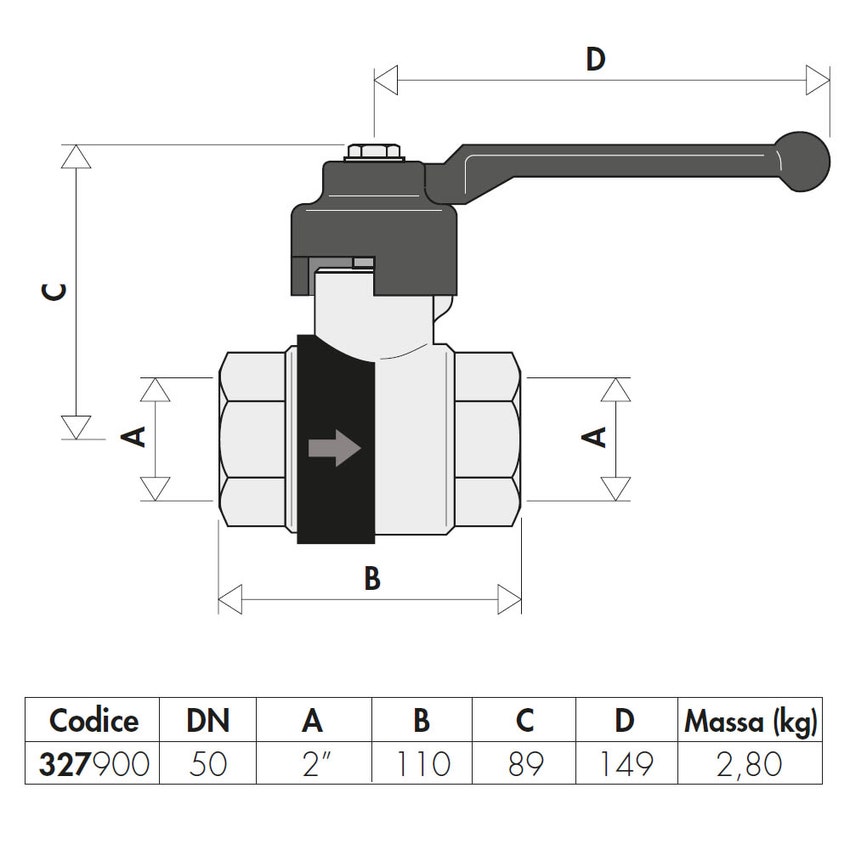 Immagine di Caleffi Valvola a sfera con ritegno incorporato 2" manopola a leva 327900