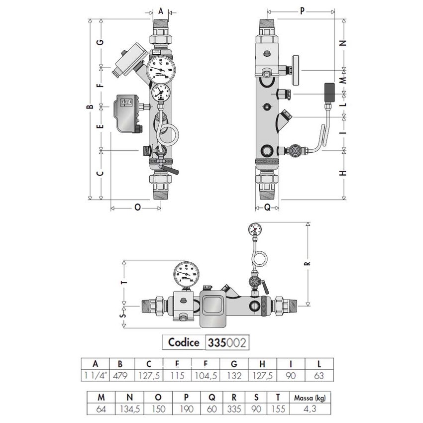 Immagine di Caleffi Collettore portastrumenti ed accessori INAIL 1" 1/4 335002