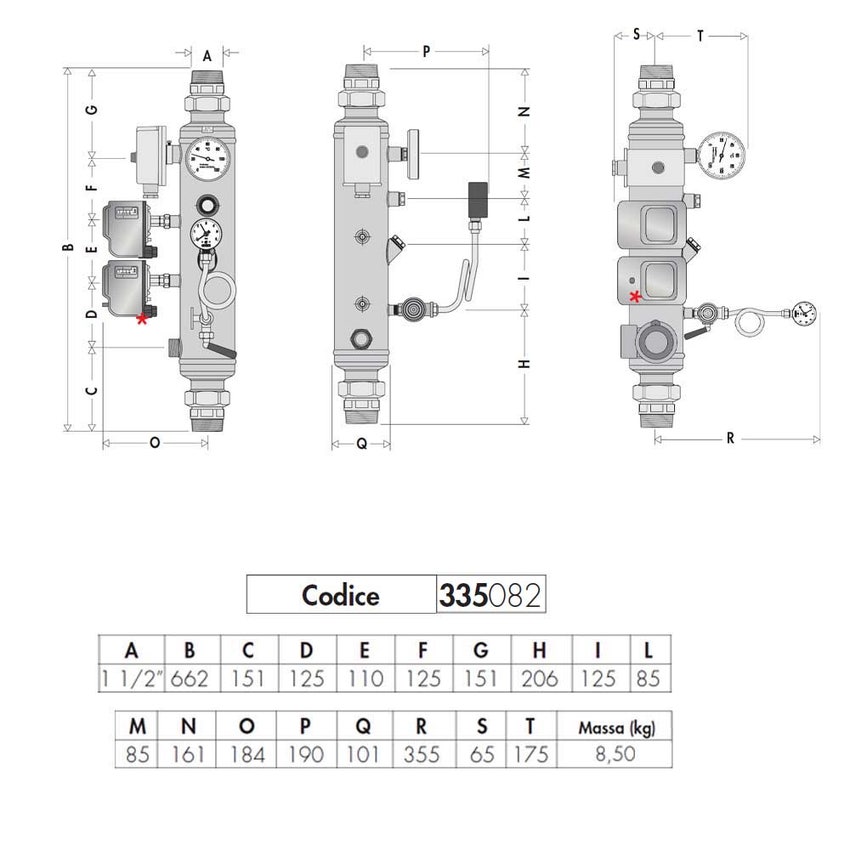 Immagine di Caleffi Collettore portastrumenti ed accessori INAIL 1" 1/2 335082