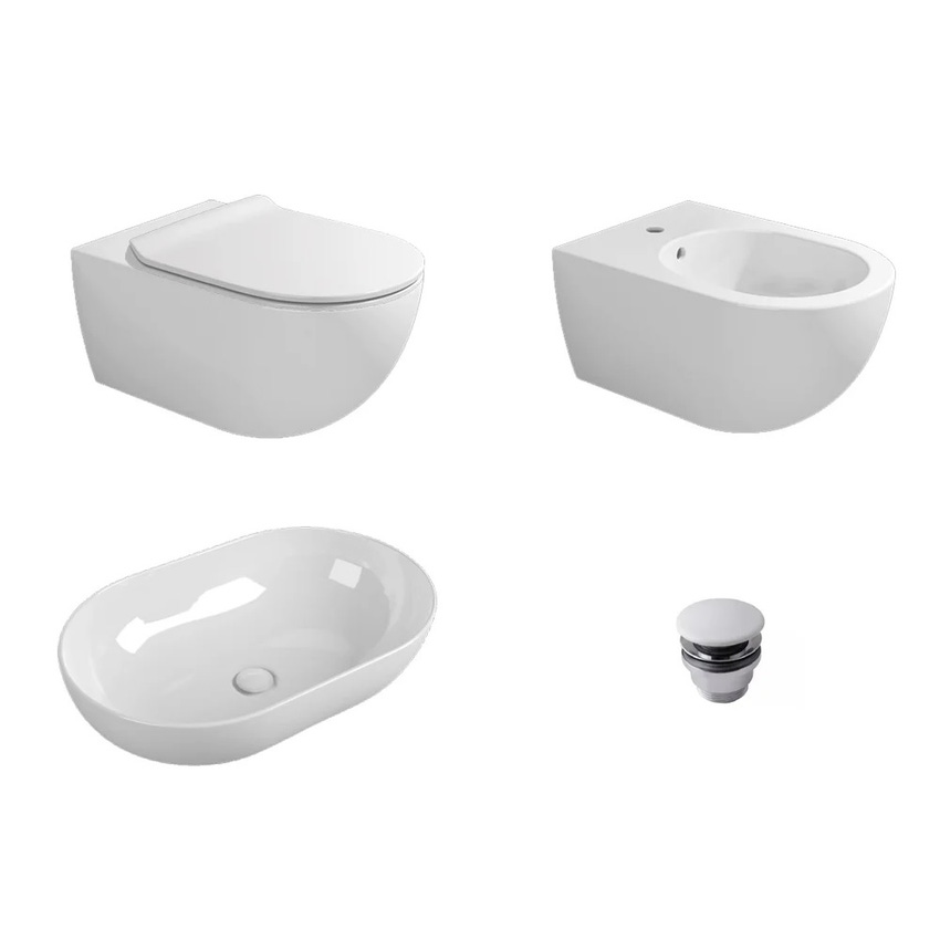 Immagine di Flaminia composizione bagno con sanitari sospesi APP, lavabo da appoggio APP 62 cm colore bianco finitura lucido COMP0002
