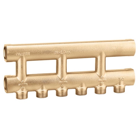 Immagine di Caleffi Collettore complanare fuso monolaterale 2+2 derivazioni x 3/4" 357502