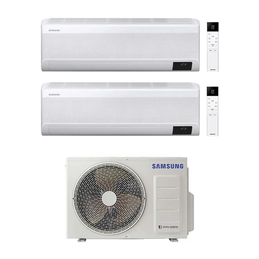 Immagine di Samsung WINDFREE ELITE R32 Climatizzatore a parete dual split inverter Wi-Fi bianco | unità esterna 4 kW unità interne 7000+12000 BTU AJ040TXJ2KG/EU+AR[07|12]CXCAAWKNEU