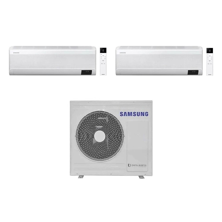 Immagine di Samsung WINDFREE ELITE R32 Climatizzatore a parete dual split inverter Wi-Fi bianco | unità esterna 8 kW unità interne 9000+12000 BTU AJ080TXJ4KG/EU+AR[09|12]CXCAAWKNEU