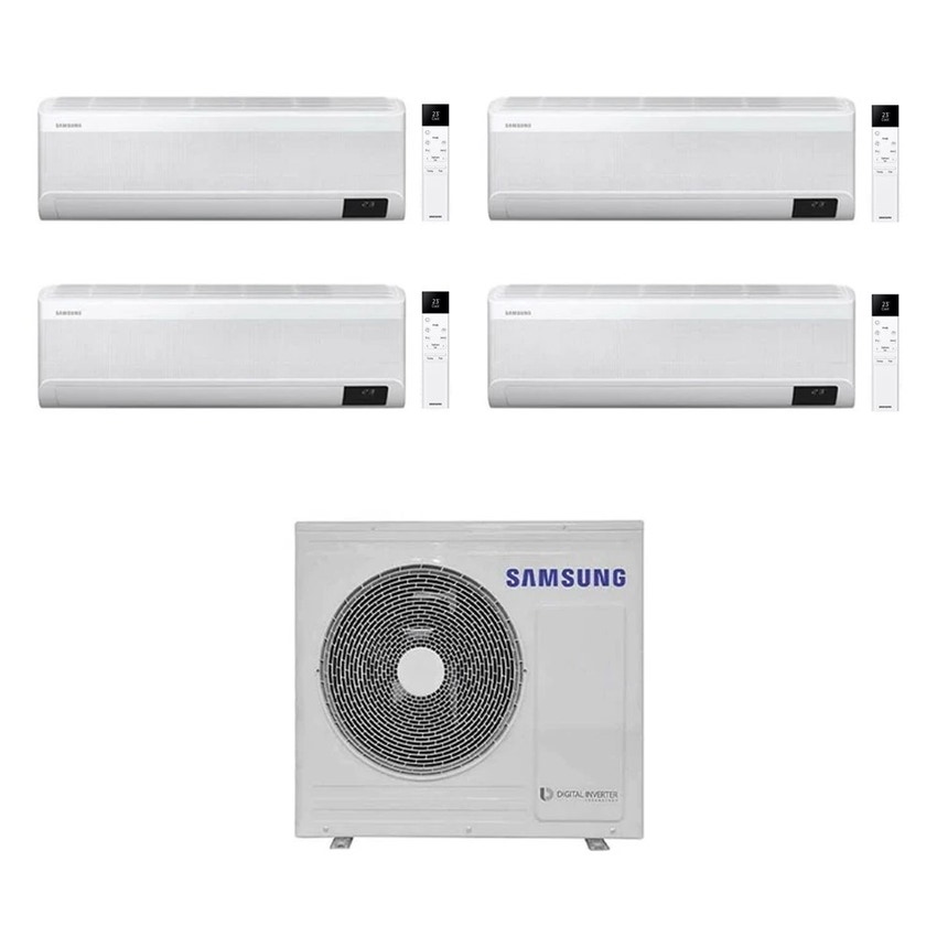 Immagine di Samsung WINDFREE ELITE R32 Climatizzatore a parete quadri split inverter Wi-Fi bianco | unità esterna 8 kW unità interne 7000+7000+9000+12000 BTU AJ080TXJ4KG/EU+AR[07|07|09|12]CXCAAWKNEU