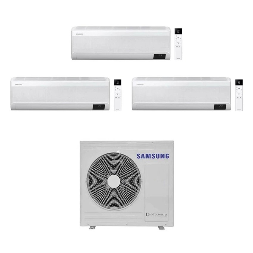 Immagine di Samsung WINDFREE ELITE R32 Climatizzatore a parete trial split inverter Wi-Fi bianco | unità esterna 6.8 kW unità interne 7000+7000+12000 BTU AJ068TXJ3KG/EU+AR[07|07|12]CXCAAWKNEU