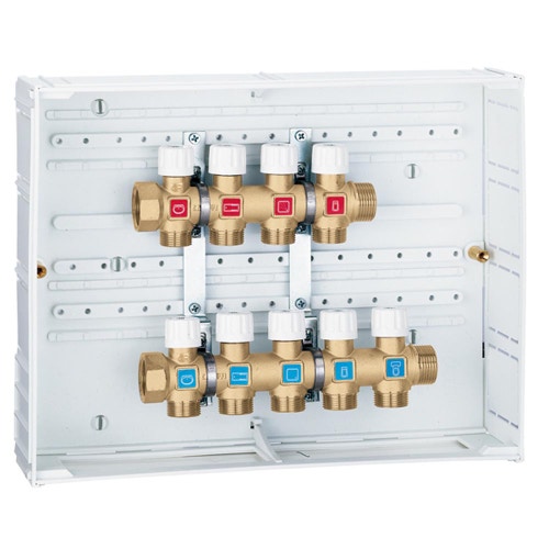 Immagine di Caleffi Collettori di distribuzione idrosanitaria preassemblati con derivazione fredda: 4; derivazione calda: 3 360043