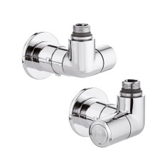 Immagine di Caleffi Coppia di valvole HIGH-STYLE a doppia squadra per termoarredi, versione destra 1/2" finitura cromo 400300