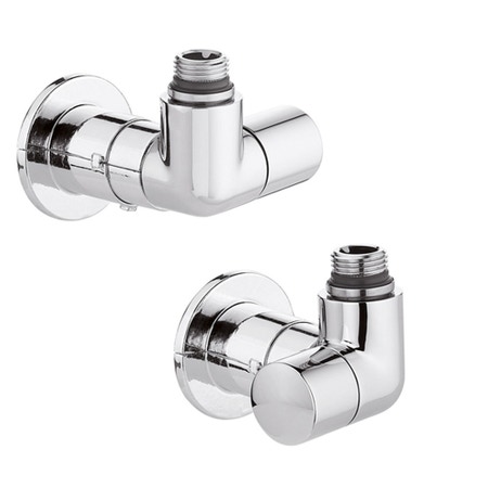 Immagine di Caleffi Coppia di valvole HIGH-STYLE a doppia squadra per termoarredi, versione destra e finitura cromata 400400