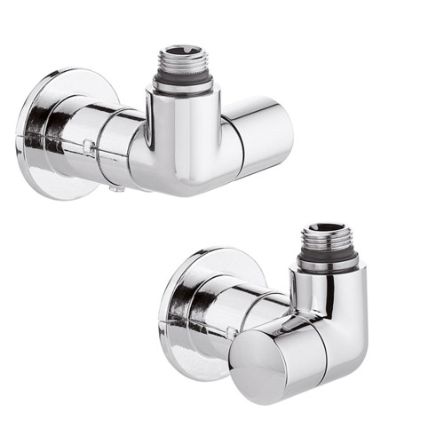 Immagine di Caleffi Coppia di valvole HIGH-STYLE a doppia squadra per termoarredi, versione destra e finitura cromata 400400