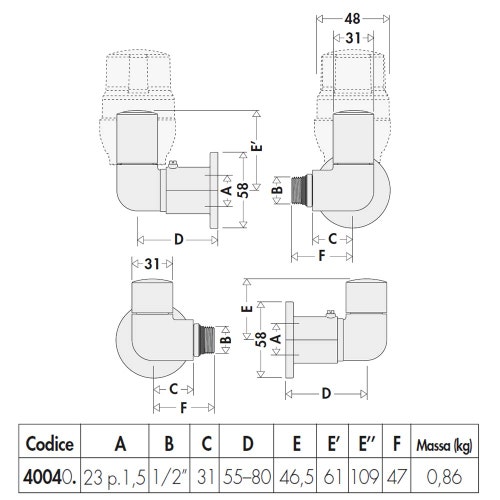 Immagine di Caleffi Coppia di valvole HIGH-STYLE a doppia squadra per termoarredi, versione destra e finitura cromata 400400