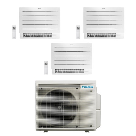 Immagine di Daikin PERFERA Pavimento R32 Climatizzatore a pavimento trial split inverter Wi-Fi bianco | unità esterna 7.8 kW unità interne 7000+7000+7000 BTU 5MXM90A9+CVXM[20|20|20]A9
